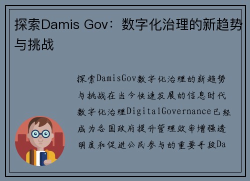 探索Damis Gov：数字化治理的新趋势与挑战
